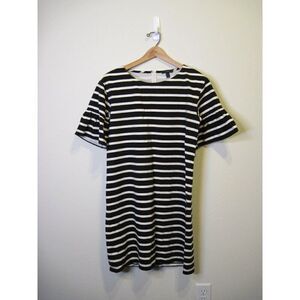 J.Crew‎ Black & White Striped Bell-Sleeve Dress Size S